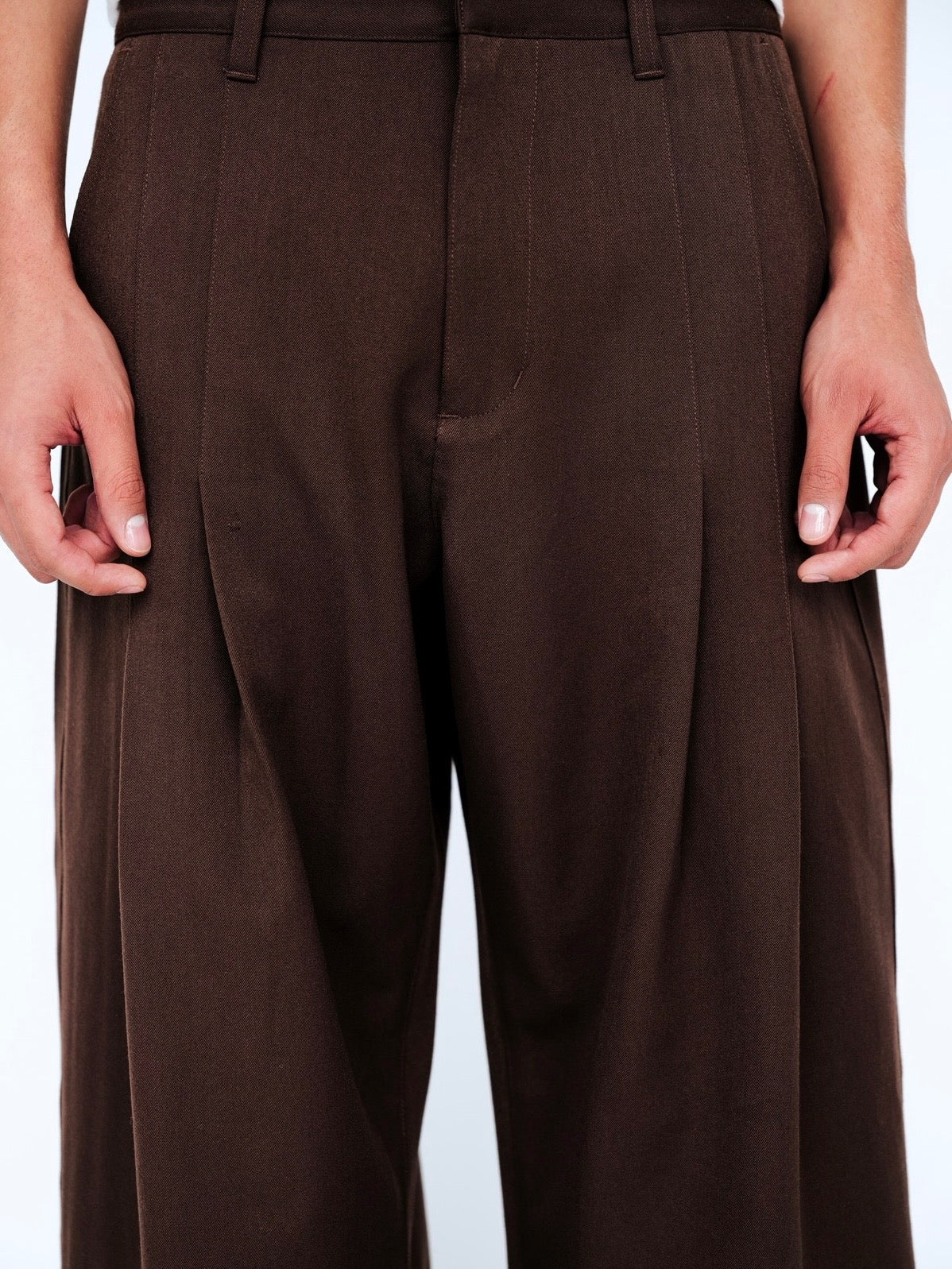 Brown Double Pleated Trousers