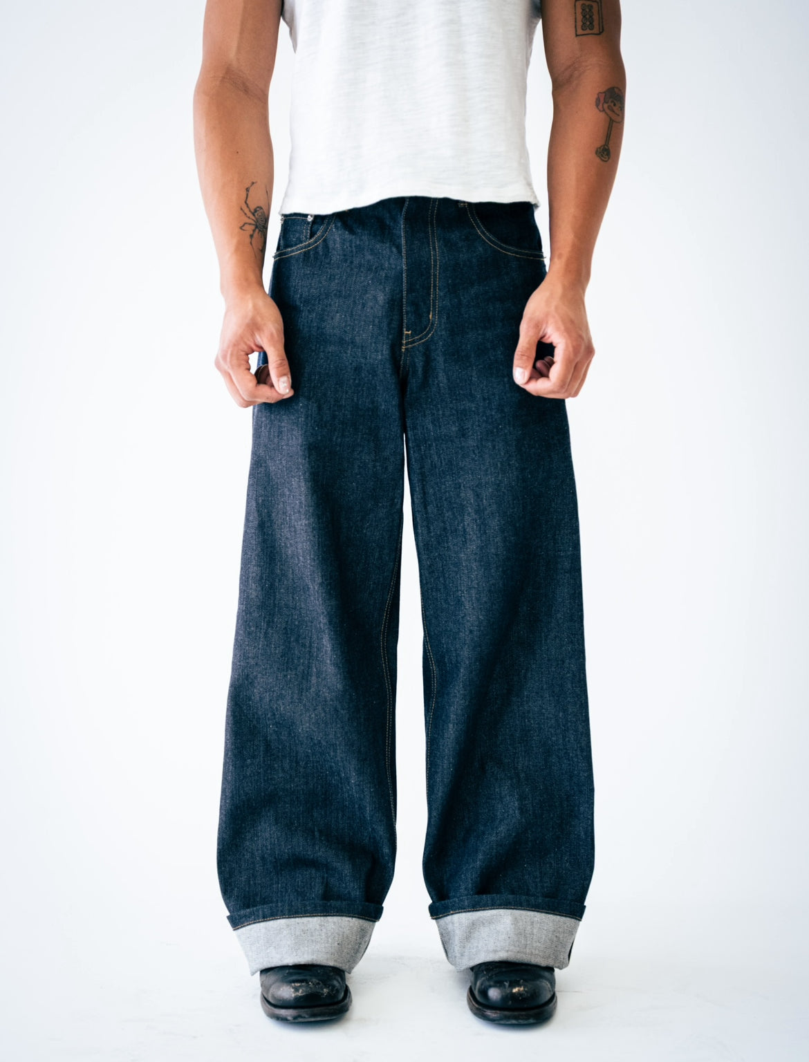 Indigo Raw Selvedge Wide Leg Denim – Uniforum - Main Image