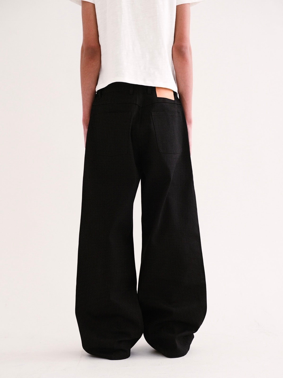 Jet Black Raw Selvedge Wide Leg Denim