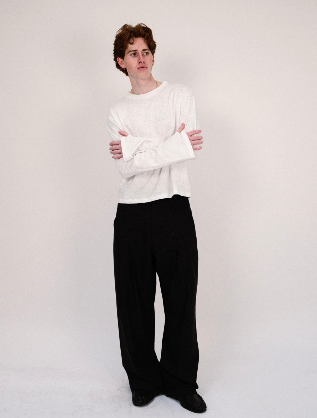 White Slub Cotton Long Sleeve
