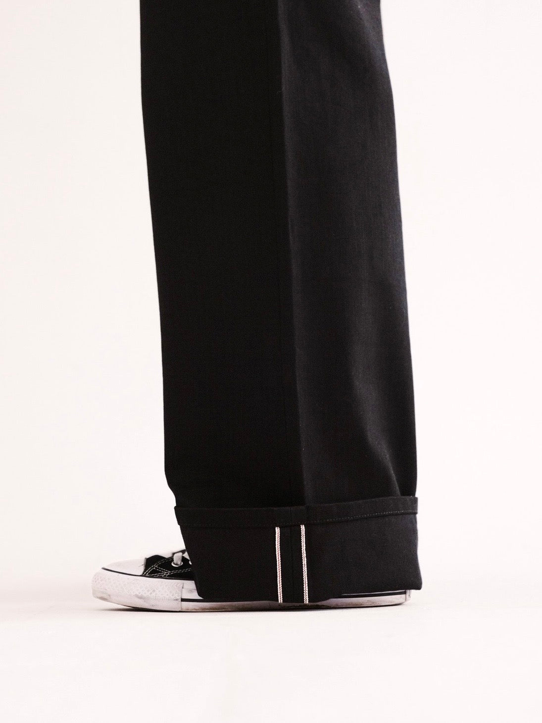 Jet Black Raw Selvedge Wide Leg Denim