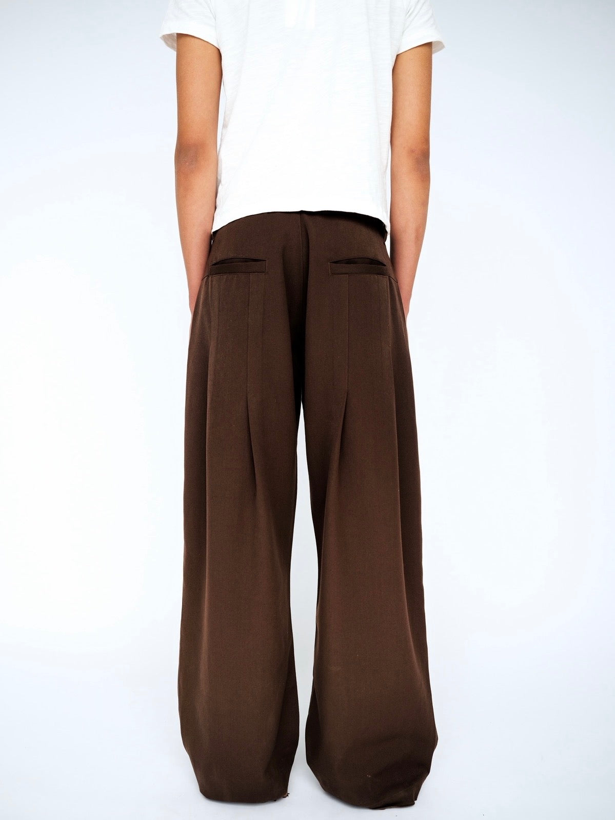 Brown Double Pleated Trousers