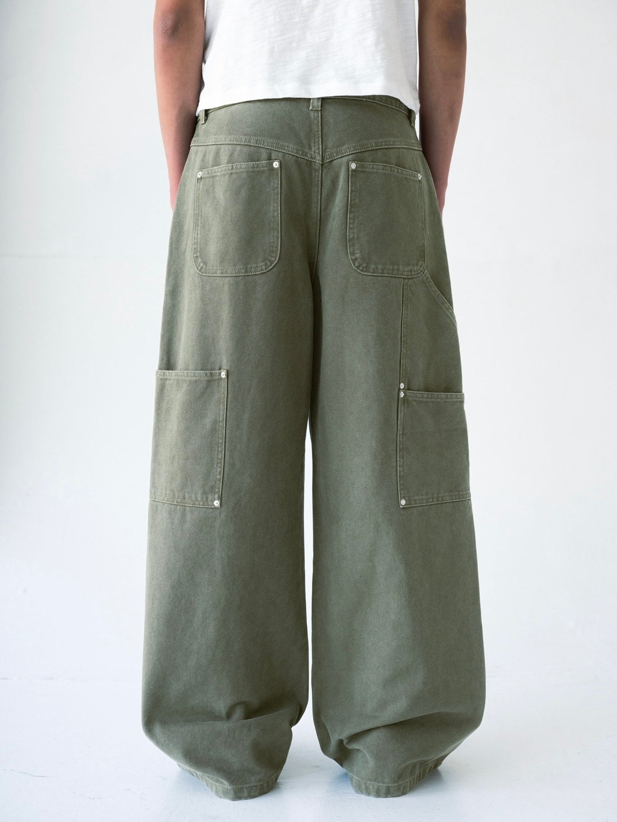 Green Wide Leg Canvas Pants