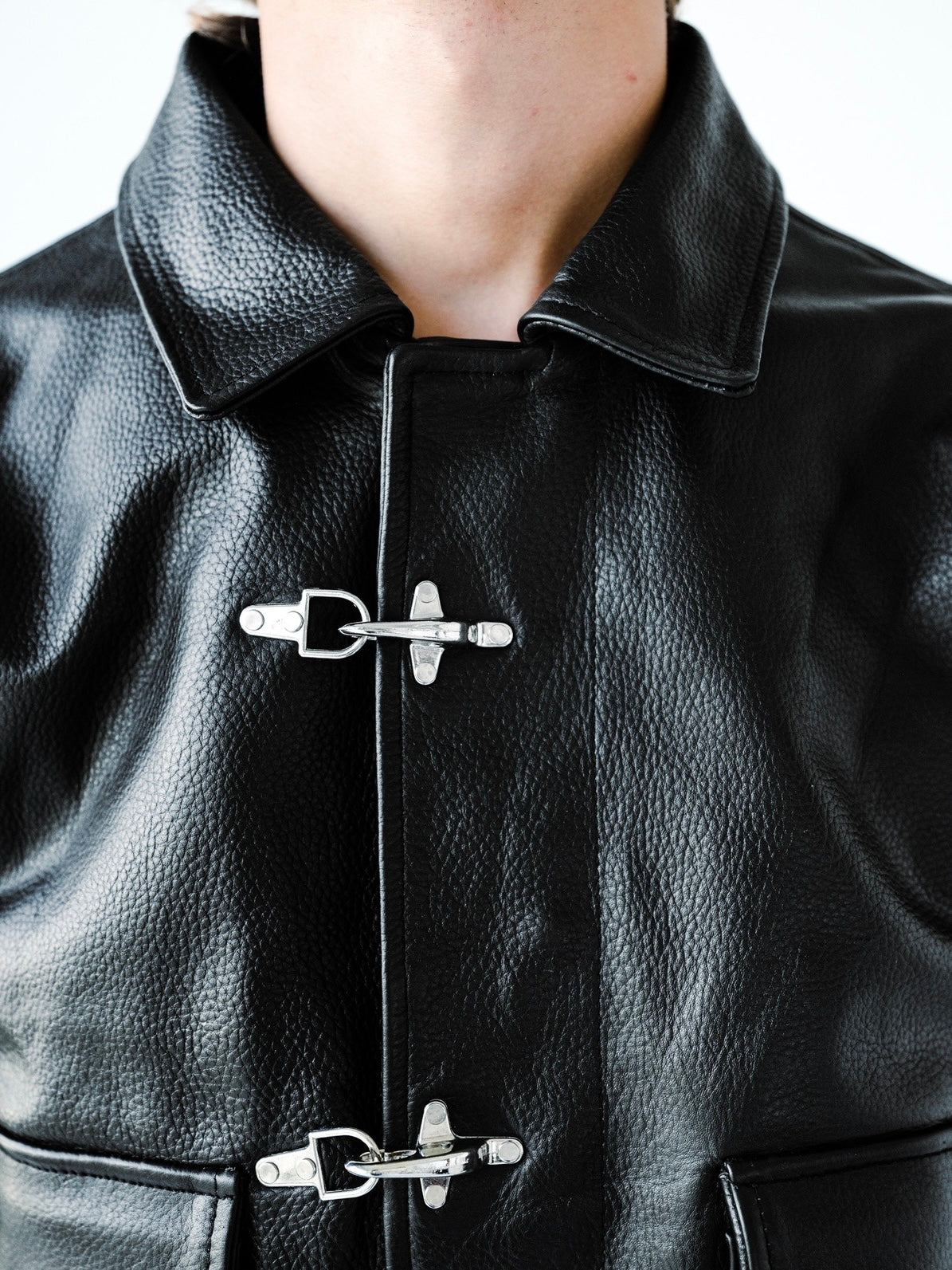 Fireman Clasp Leather Bomber Jacket