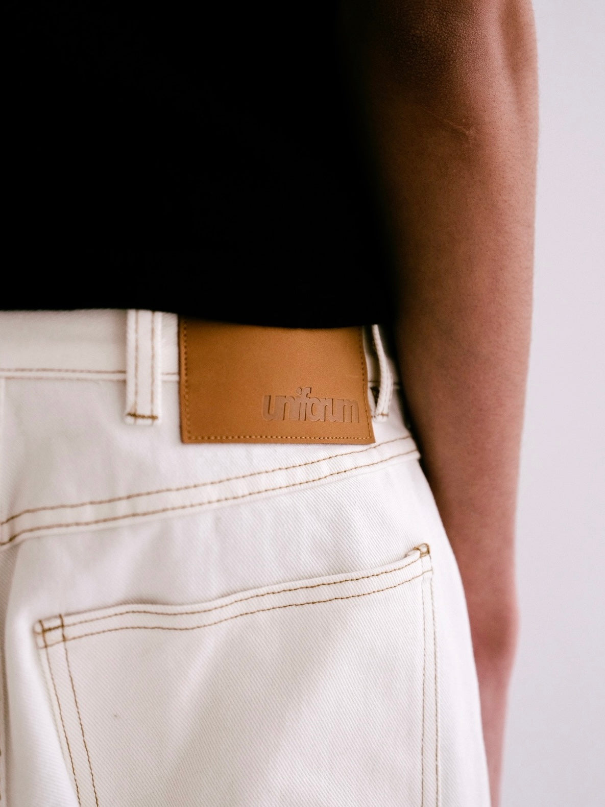 Cream White Wide Leg Denim