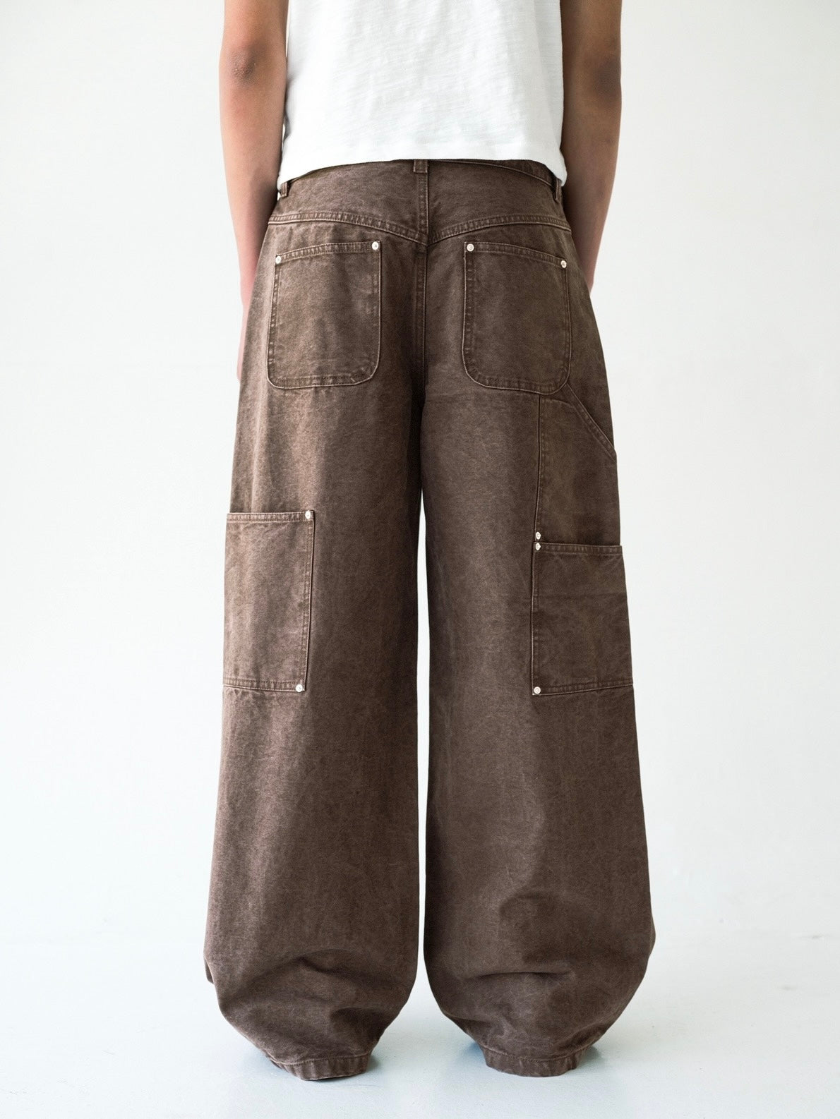 Brown Wide Leg Canvas Pants