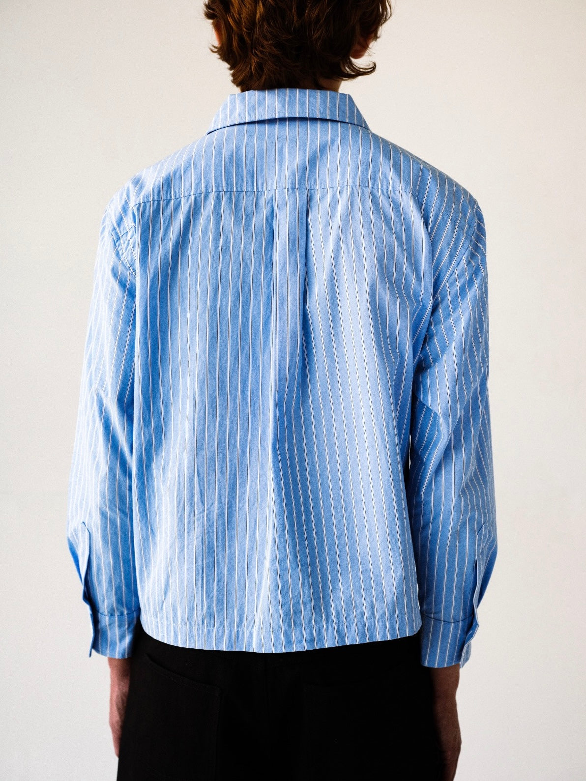 Asymmetrical Striped Long Sleeve Button-Up