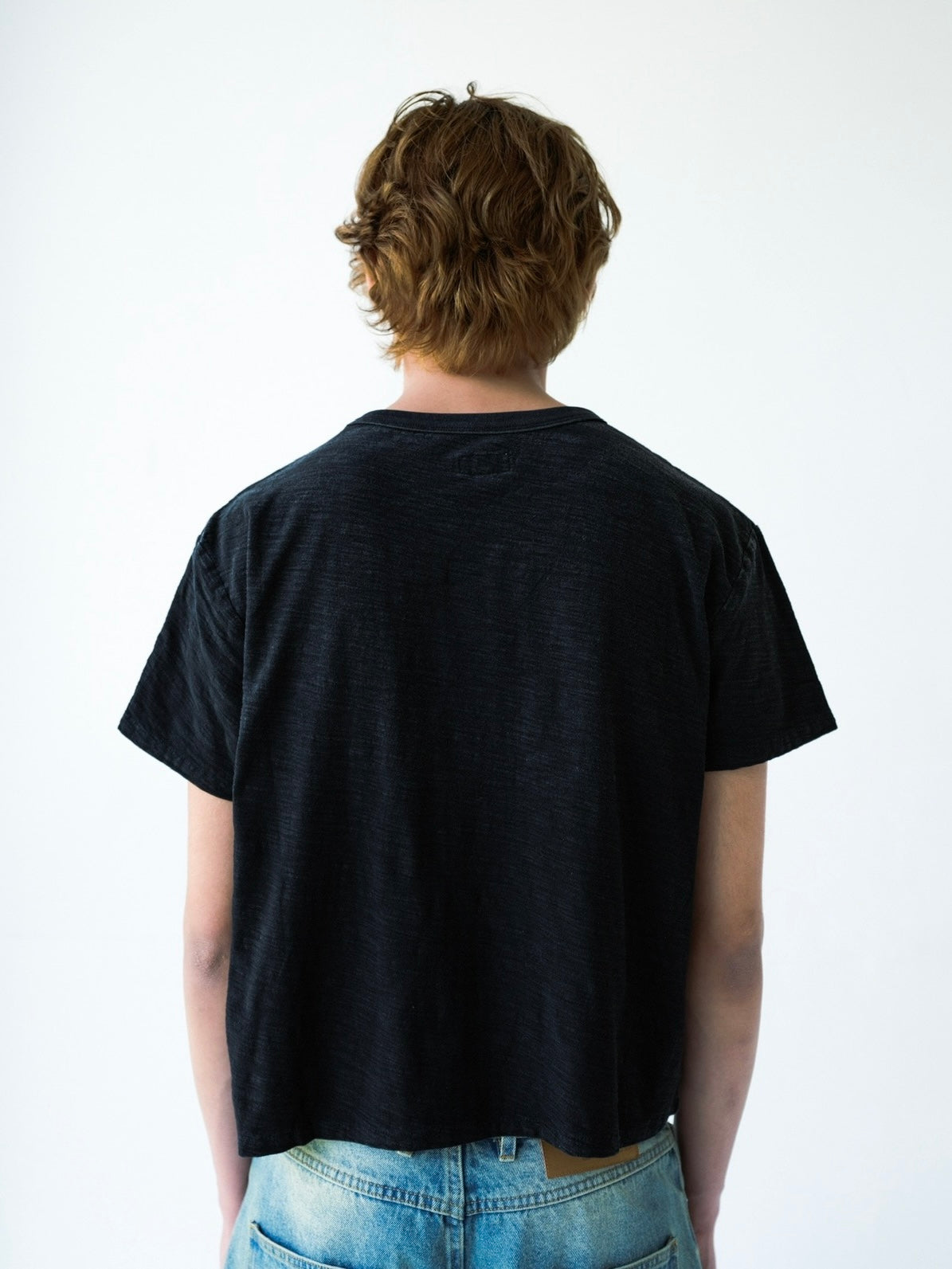 Faded Black Relaxed Slub Cotton Pocket Tee