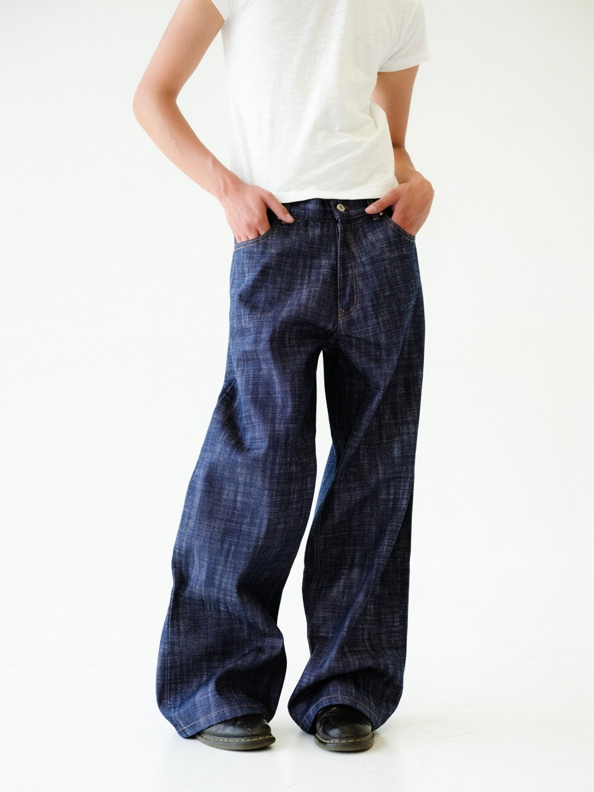 Slub Indigo Raw Selvedge Wide Leg Denim