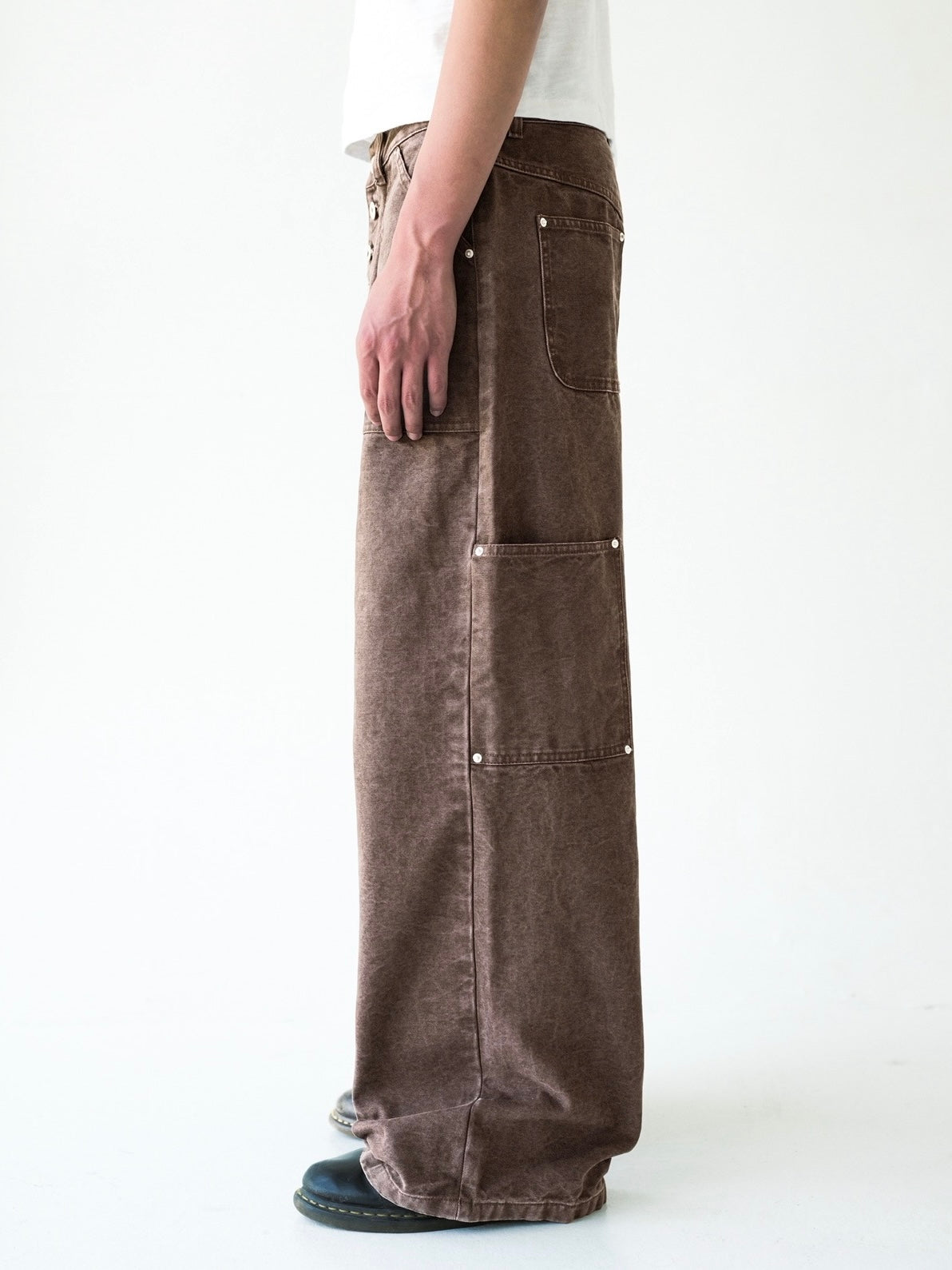 Brown Wide Leg Canvas Pants