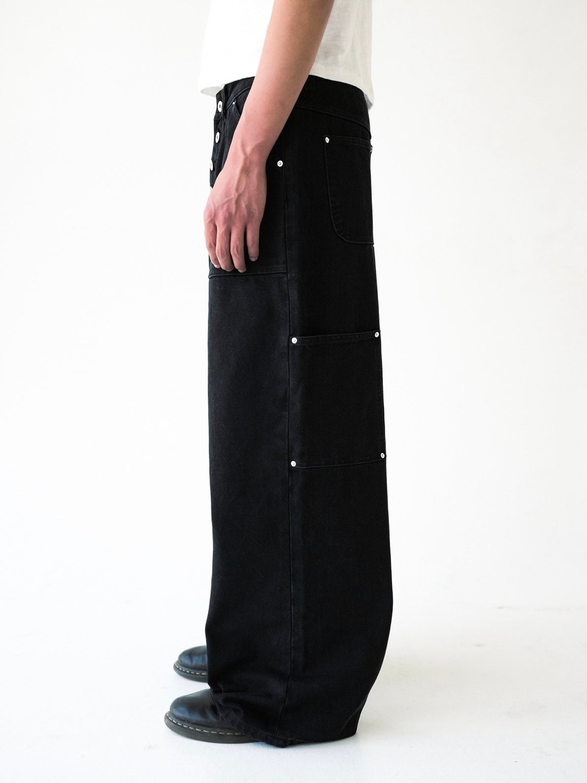 Black Wide Leg Canvas Pants