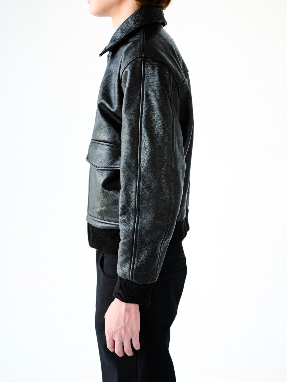 Fireman Clasp Leather Bomber Jacket