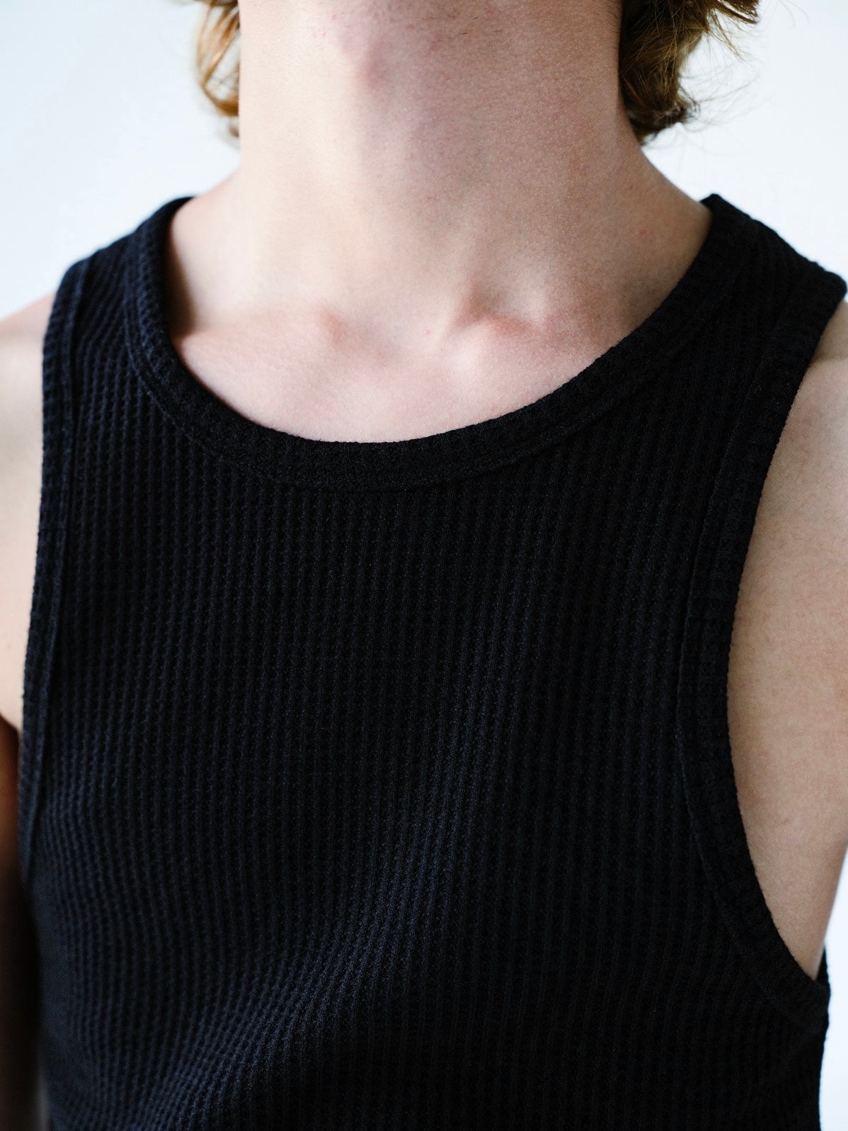 Black Waffle Knit Tank Top