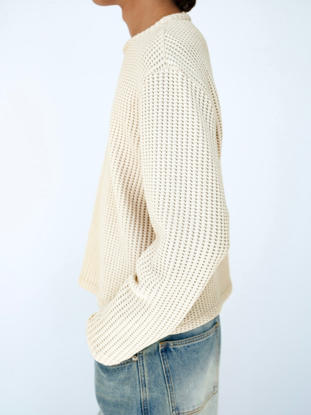 Ivory Waffle Knit Sweater