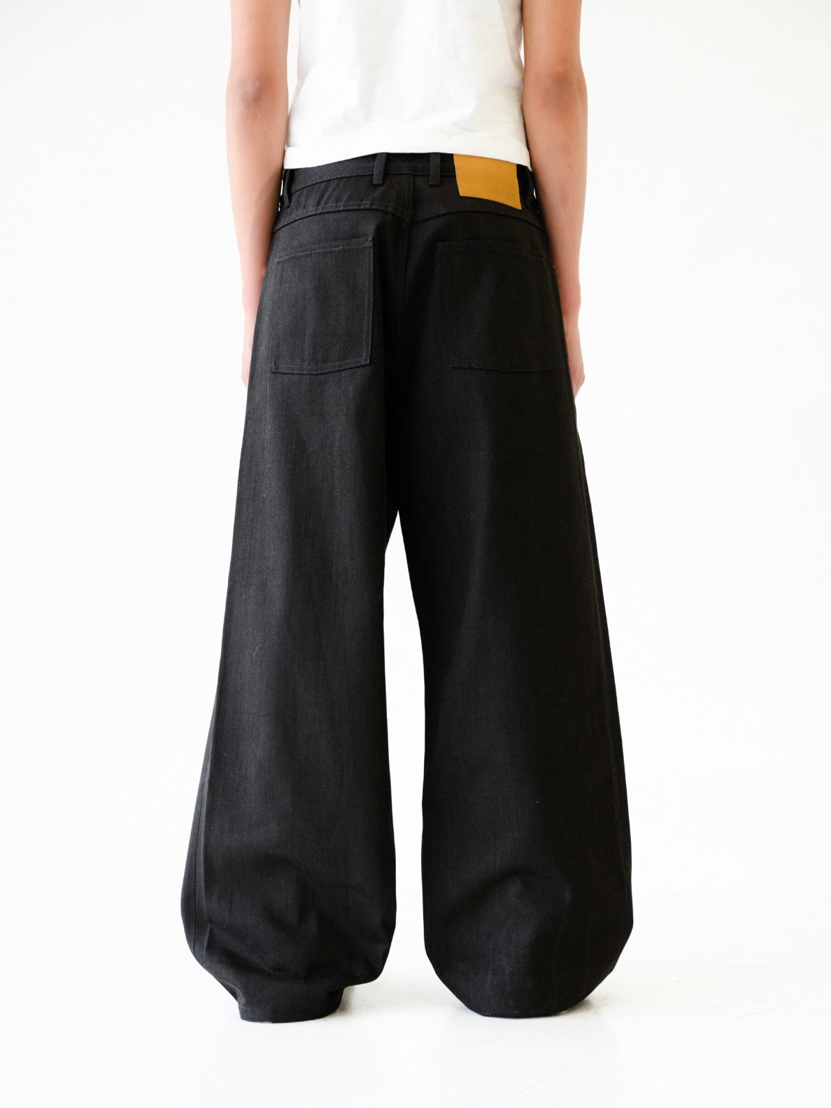 Jet Black Raw Selvedge Wide Leg Denim