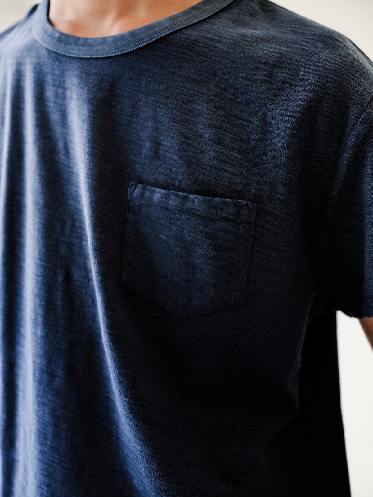 Faded Navy Relaxed Slub Cotton Pocket Tee