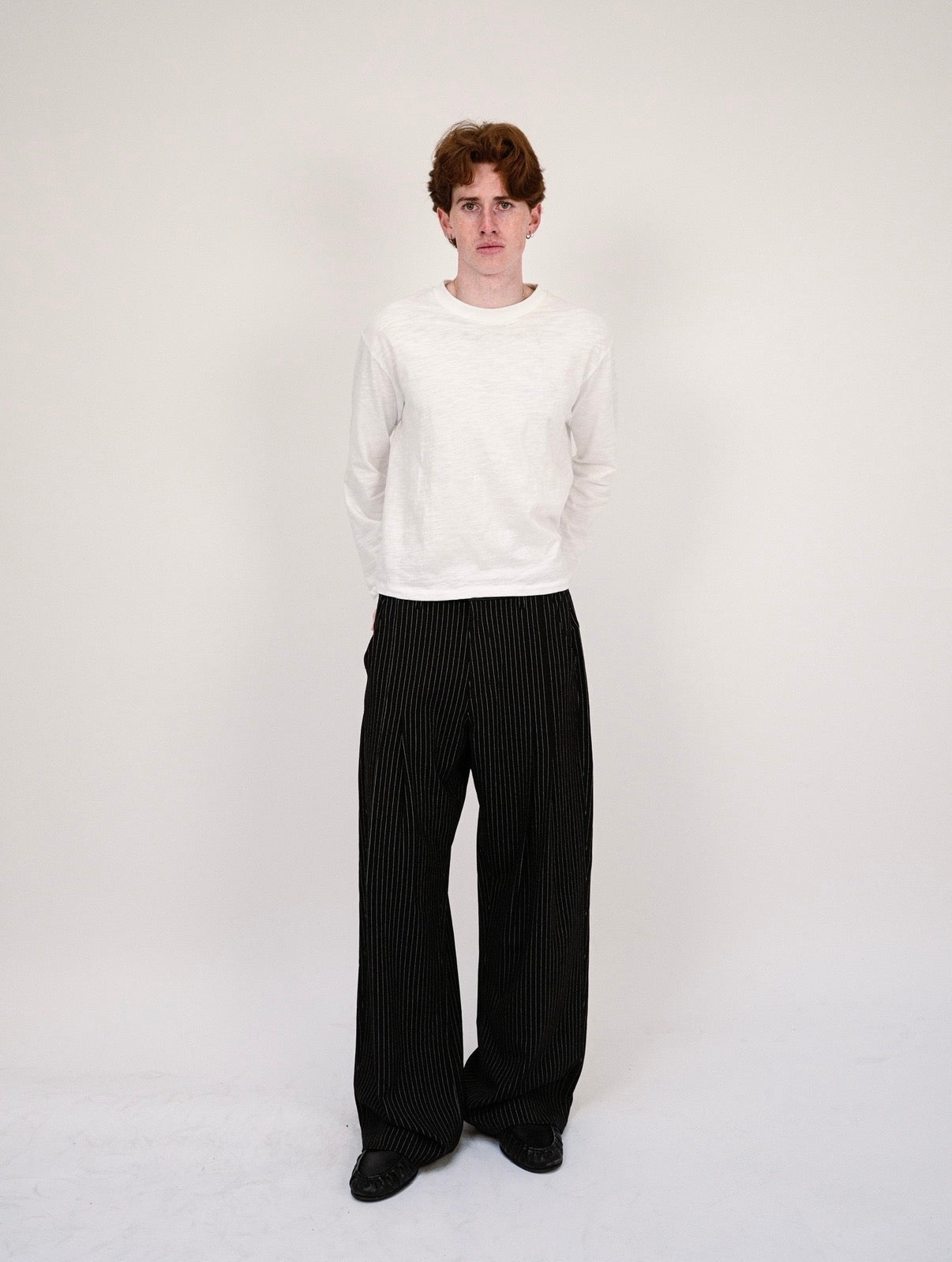 Pinstripe Double Pleated Trousers