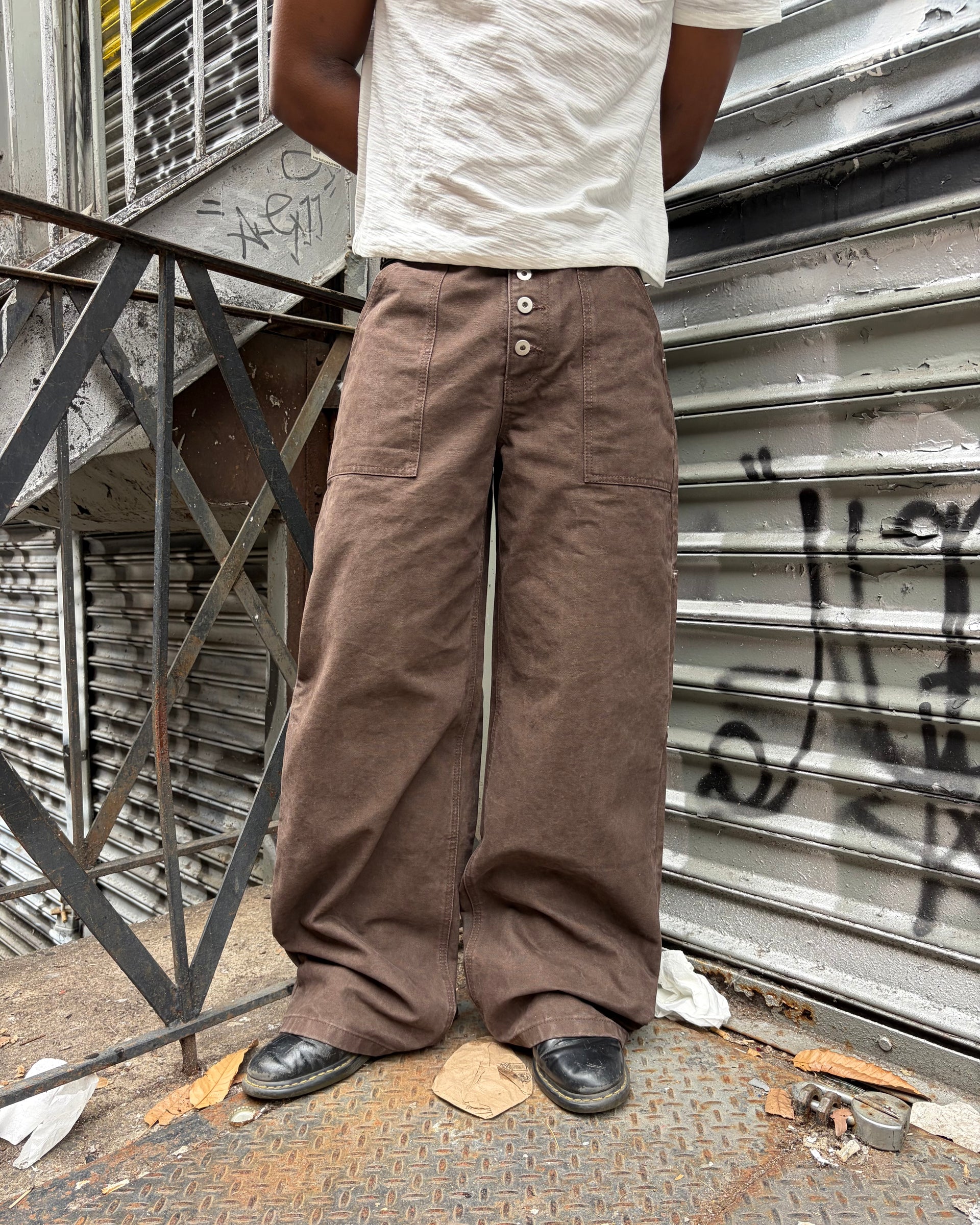 Brown Wide Leg Canvas Pants (6-8 WEEK PREORDER)