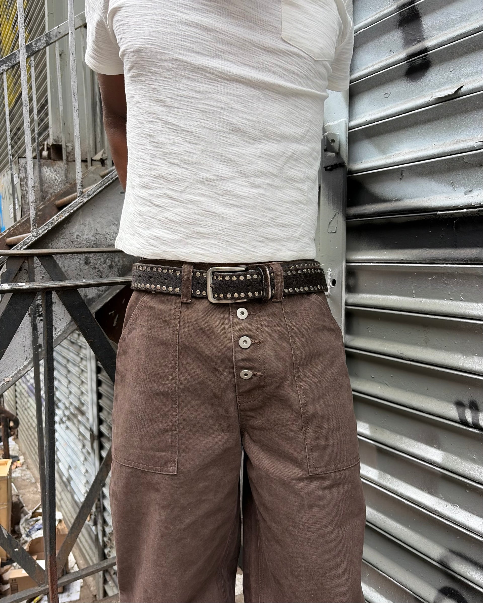 Studded Black Authentic Cowhide Belt