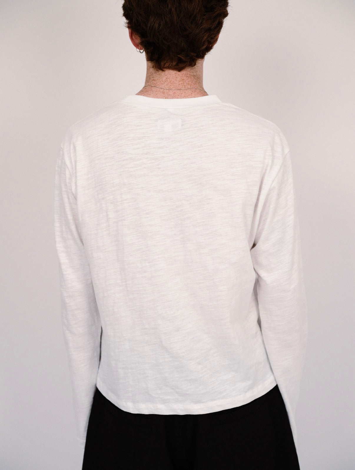 White Slub Cotton Long Sleeve
