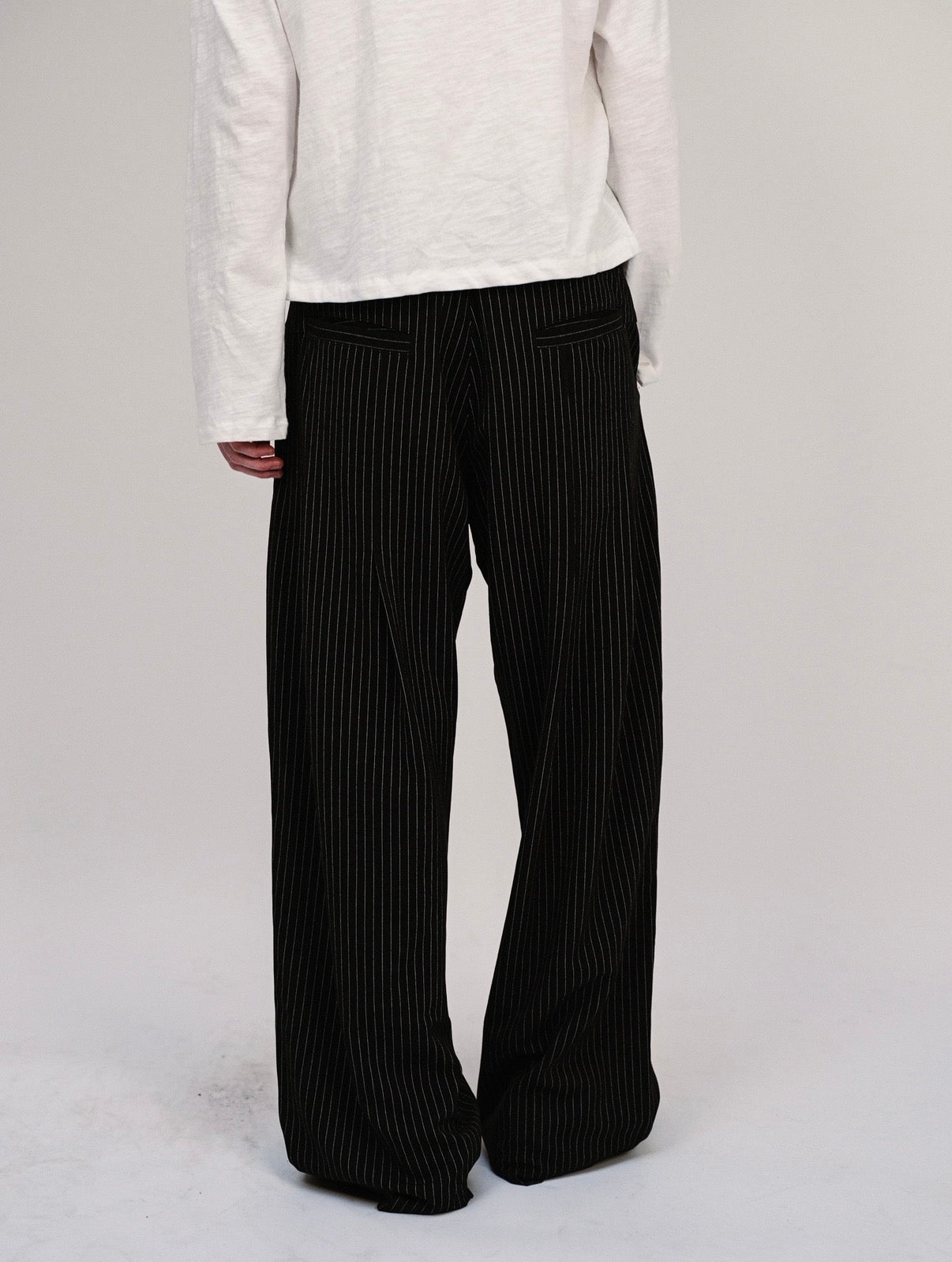 Pinstripe Double Pleated Trousers
