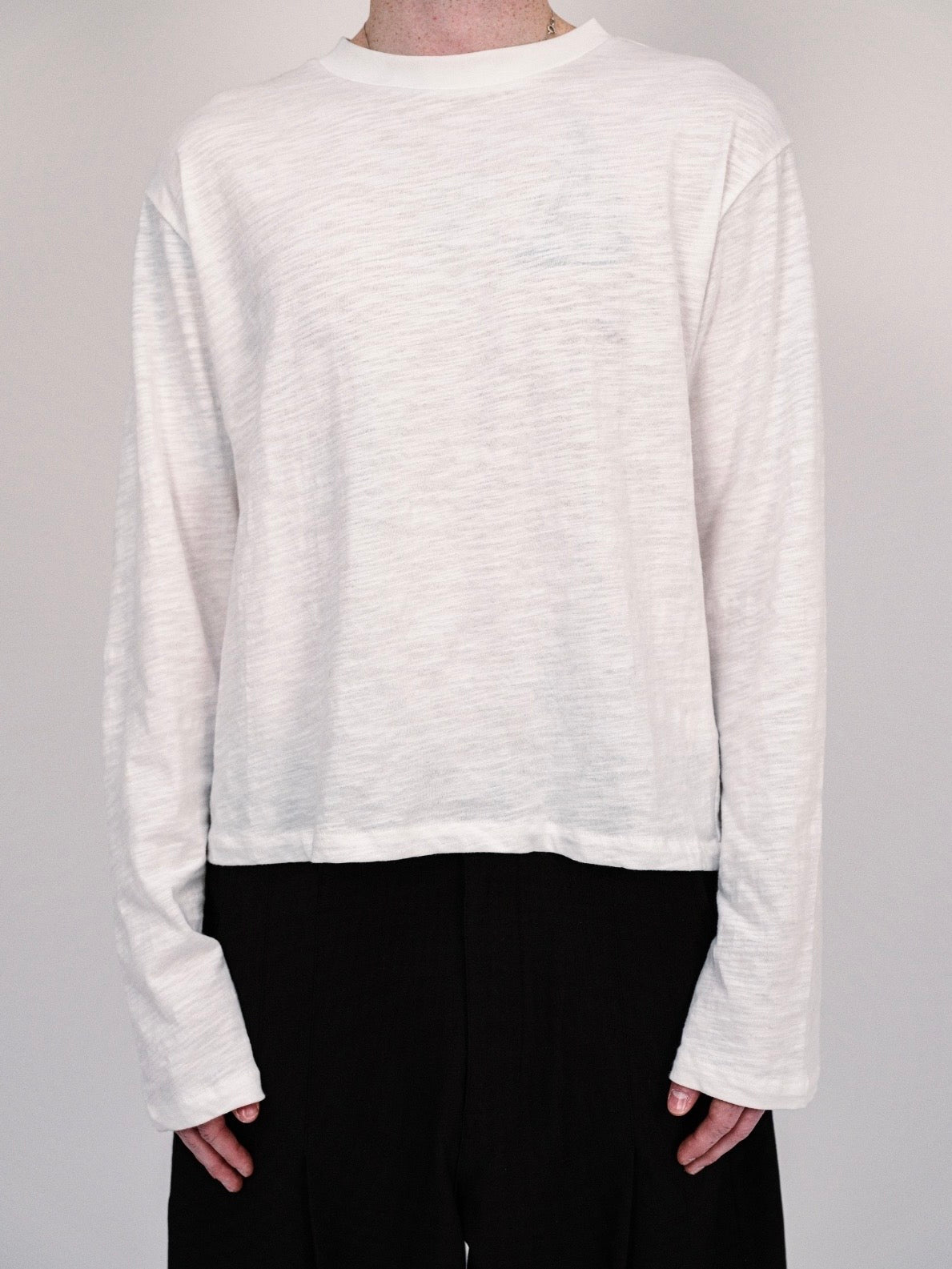 White Slub Cotton Long Sleeve