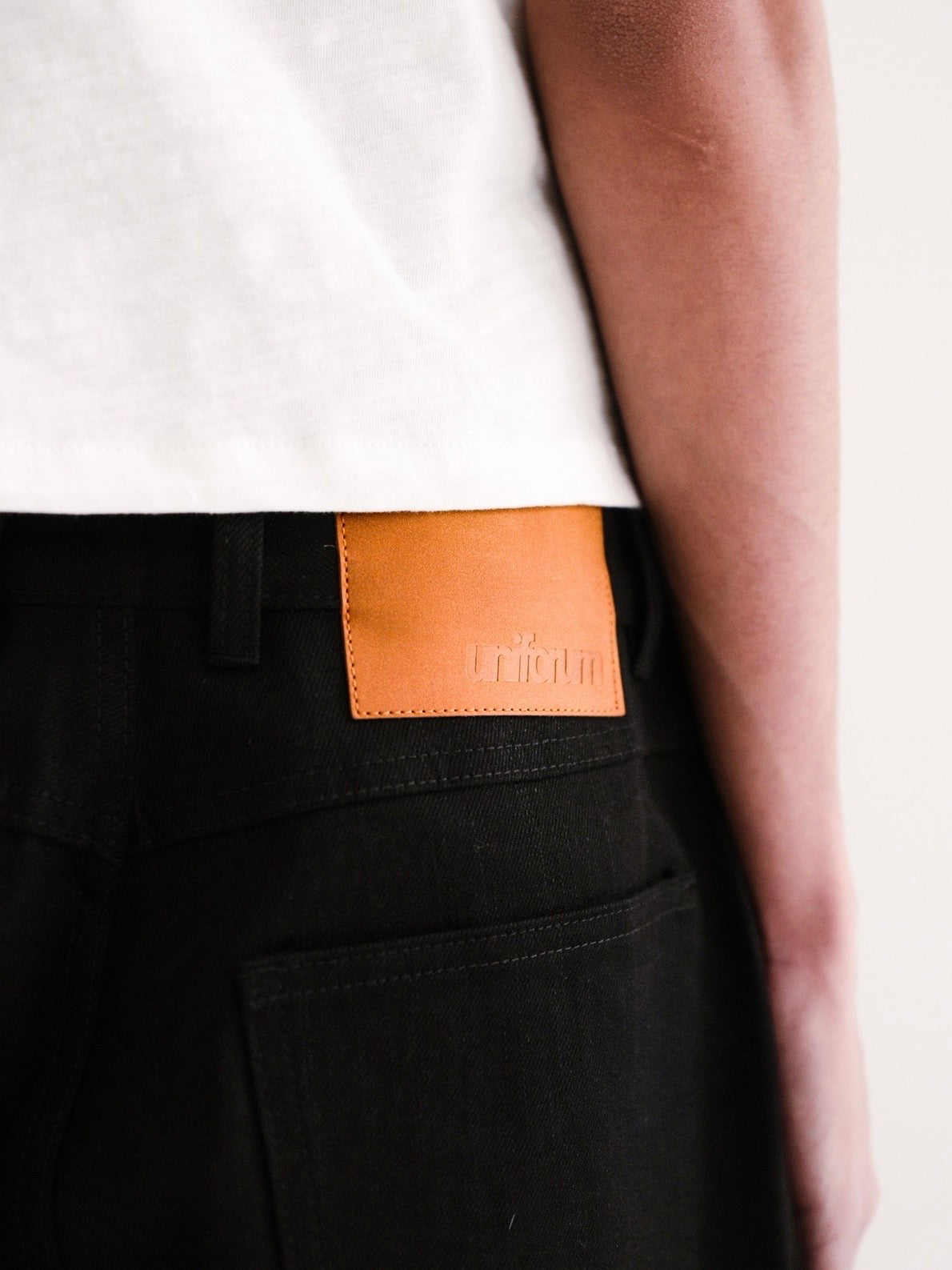 Jet Black Raw Selvedge Wide Leg Denim