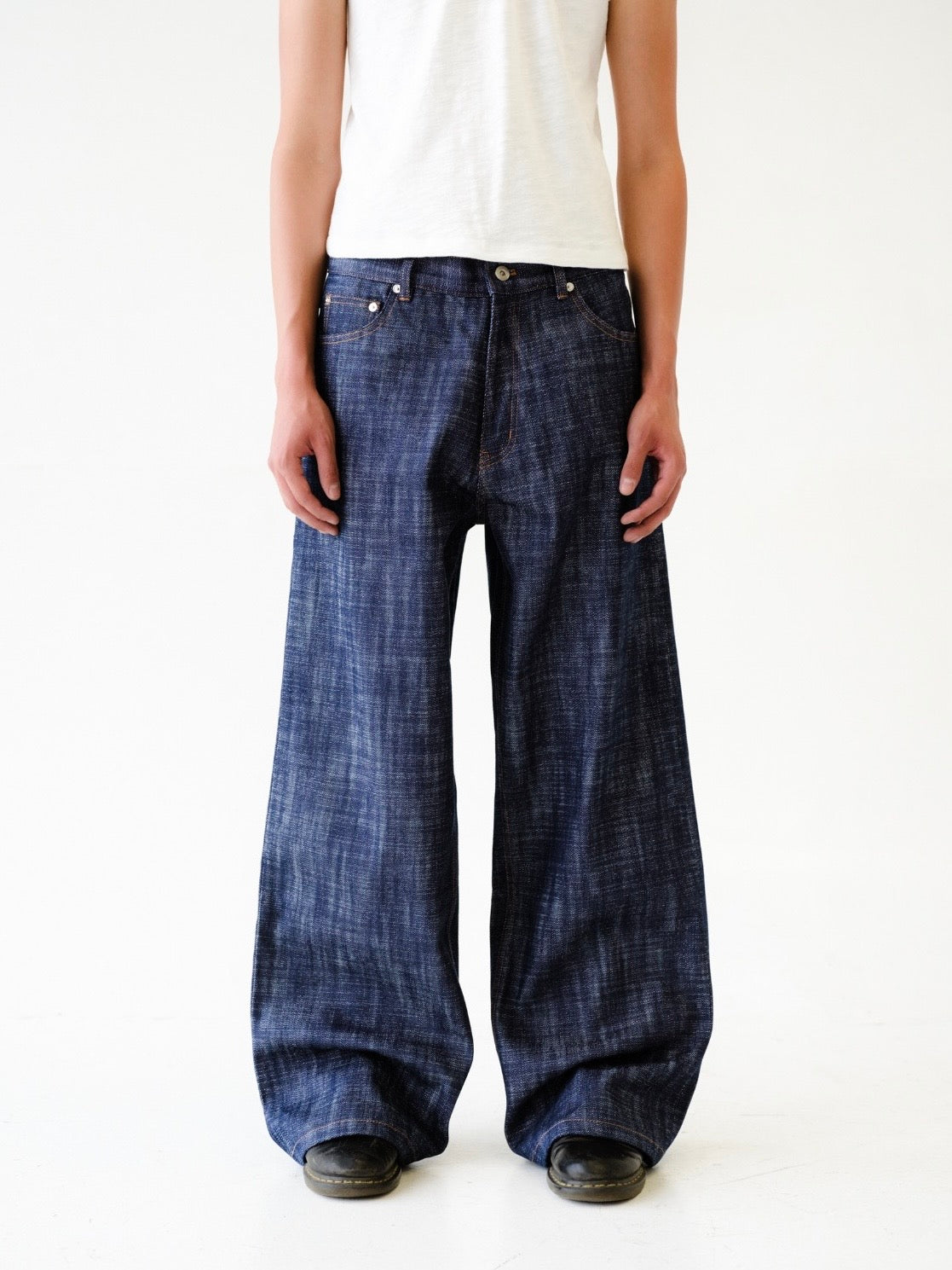 Slub Indigo Raw Selvedge Wide Leg Denim