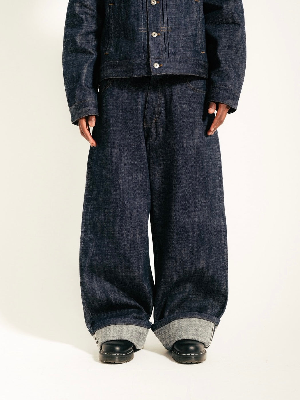 Slub Indigo Raw Selvedge Wide Leg Denim