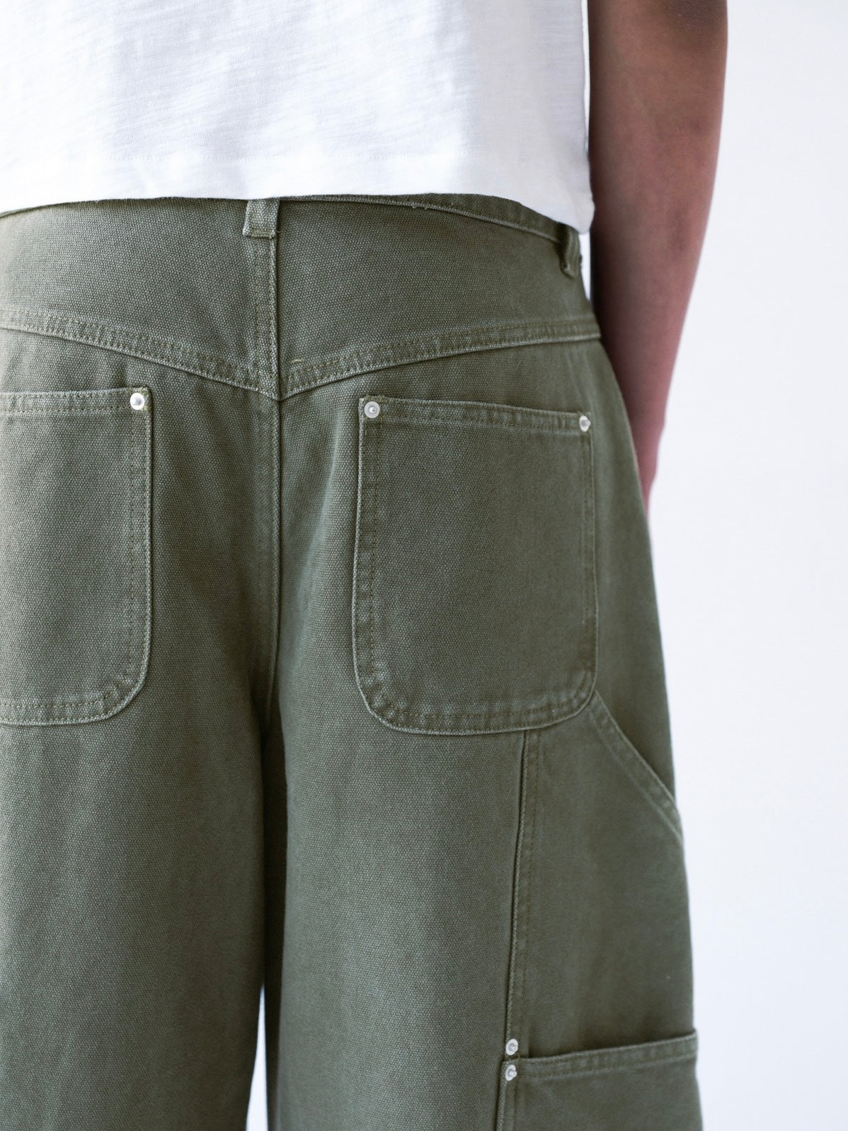 Green Wide Leg Canvas Pants