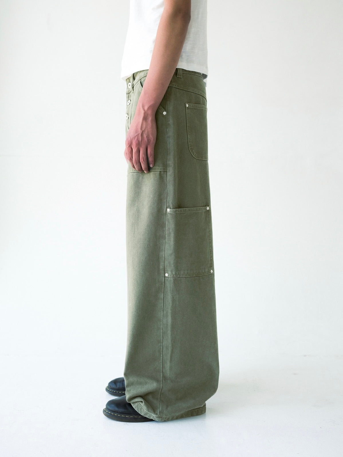 Green Wide Leg Canvas Pants