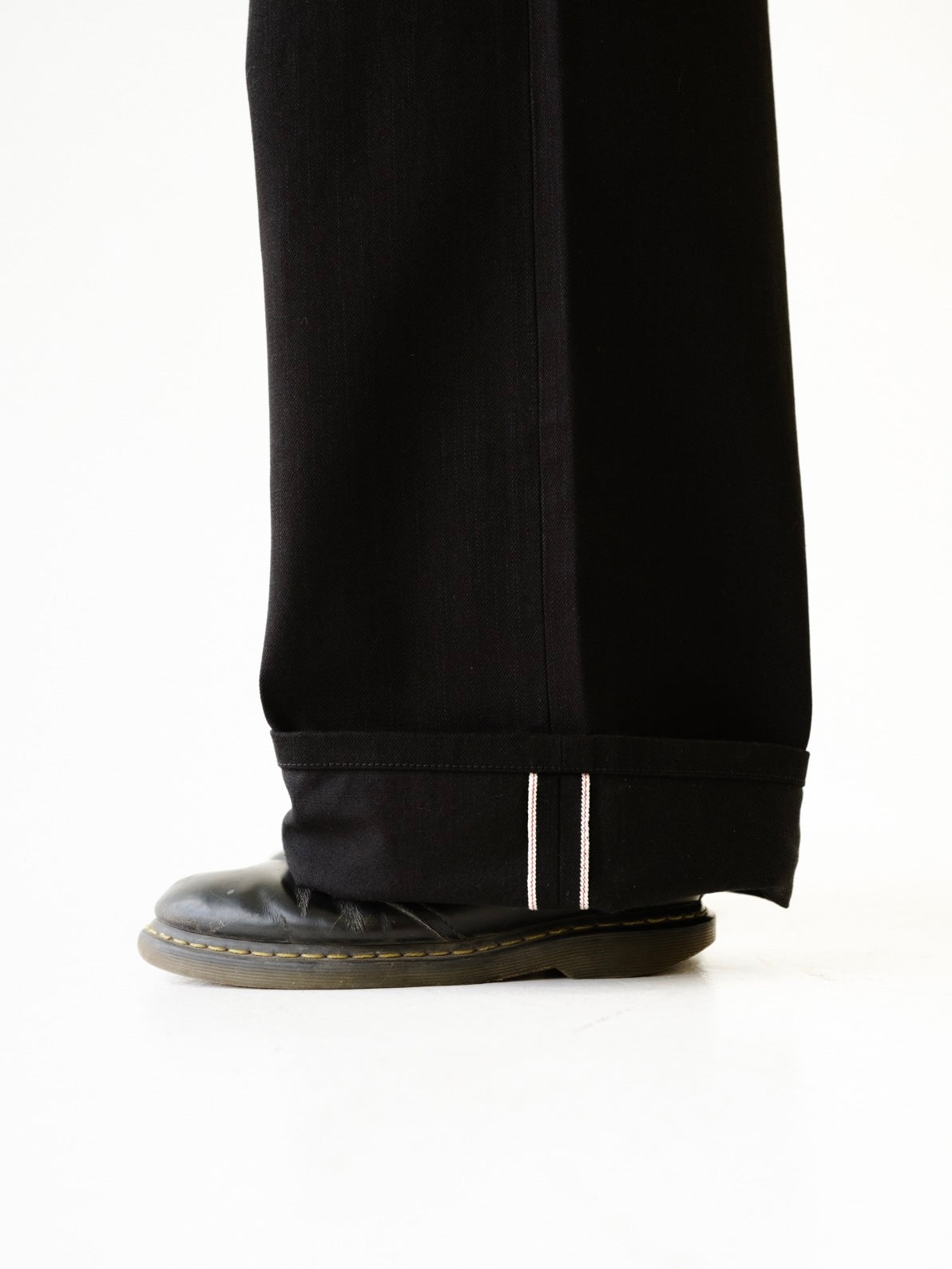 Jet Black Raw Selvedge Wide Leg Denim
