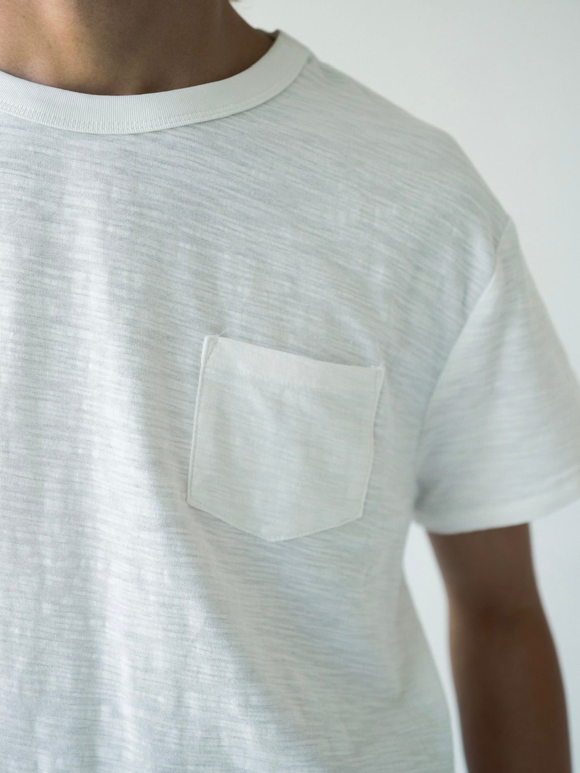 White Relaxed Slub Cotton Pocket Tee