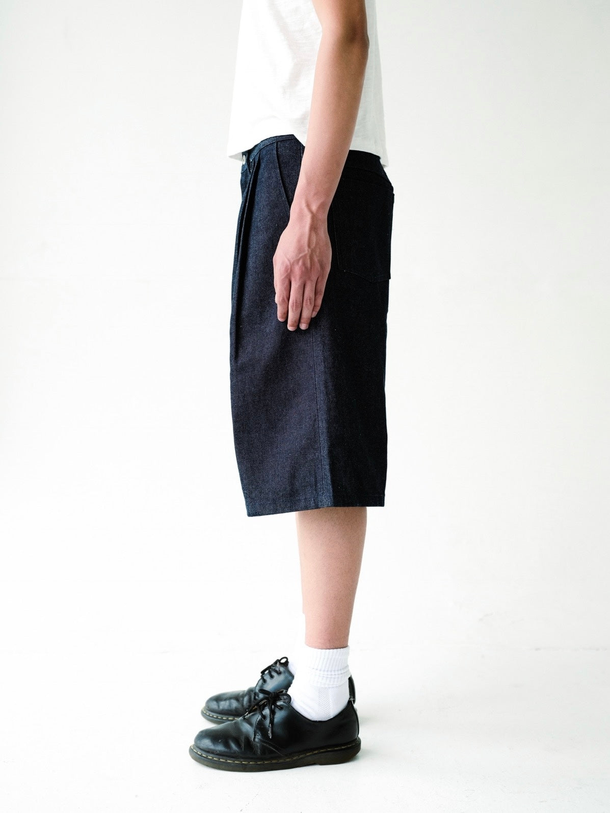 Indigo Raw Selvedge Pleated Baggy Jorts