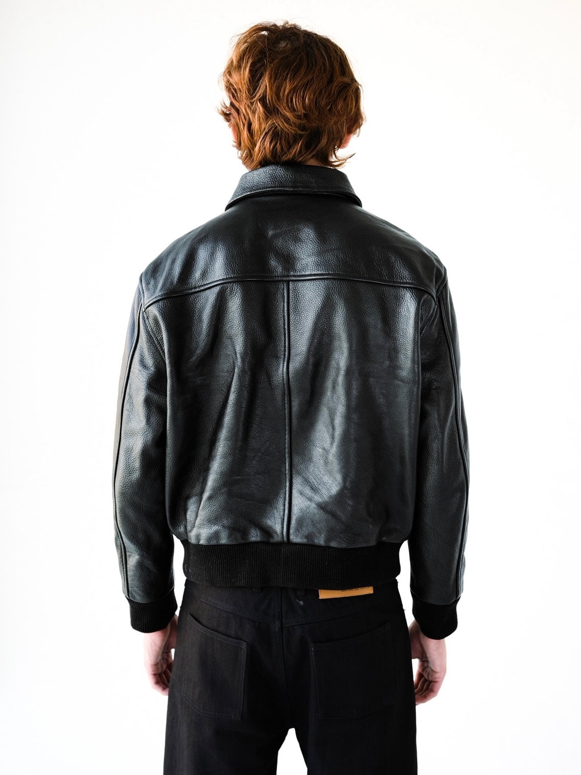 Fireman Clasp Leather Bomber Jacket