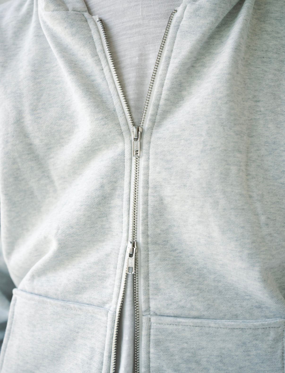 Heather Grey Double Zip Hoodie
