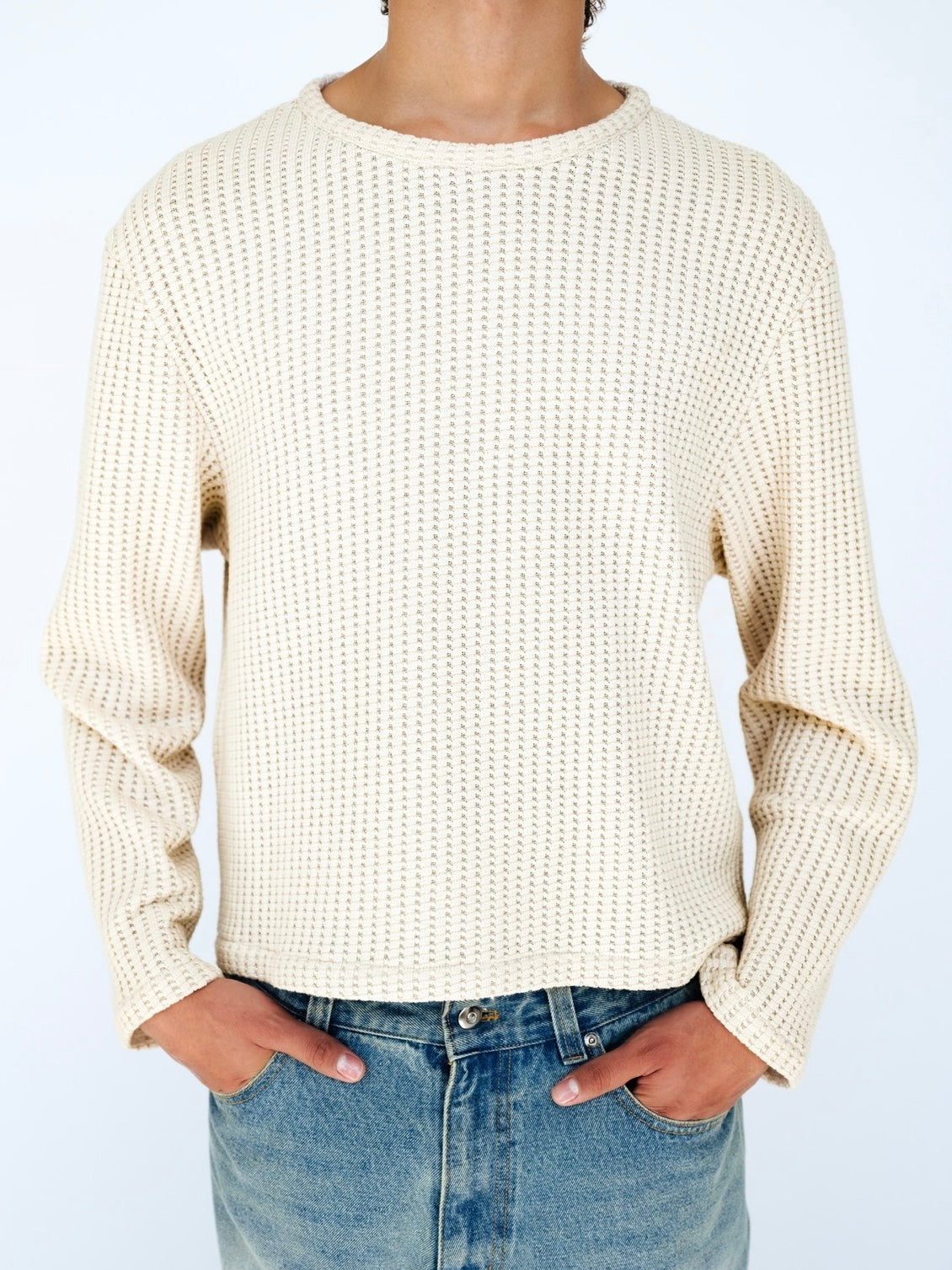 Ivory Waffle Knit Sweater
