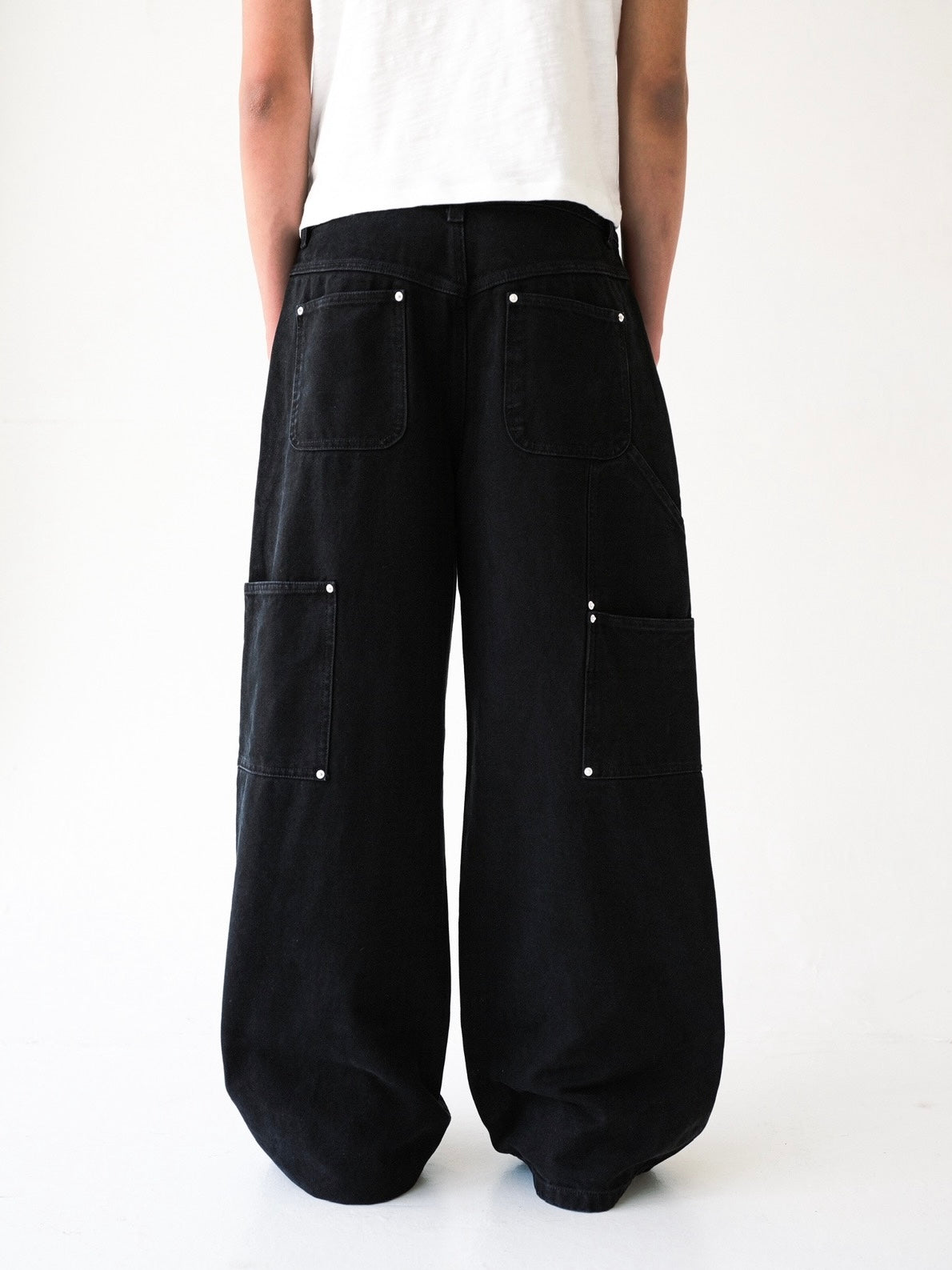 Black Wide Leg Canvas Pants