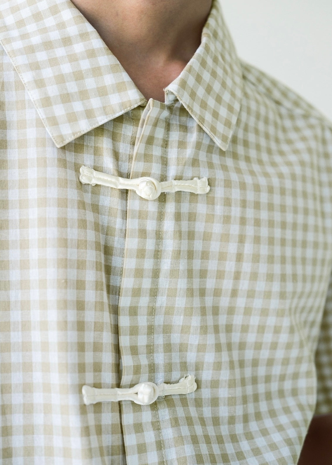 Gold Plaid Knob Button Up