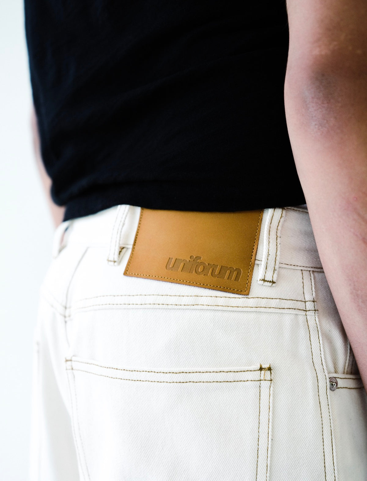 Cream White Wide Leg Denim