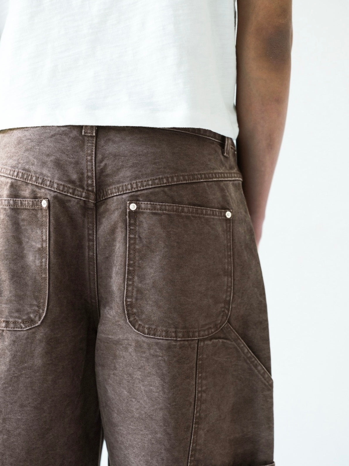 Brown Wide Leg Canvas Pants