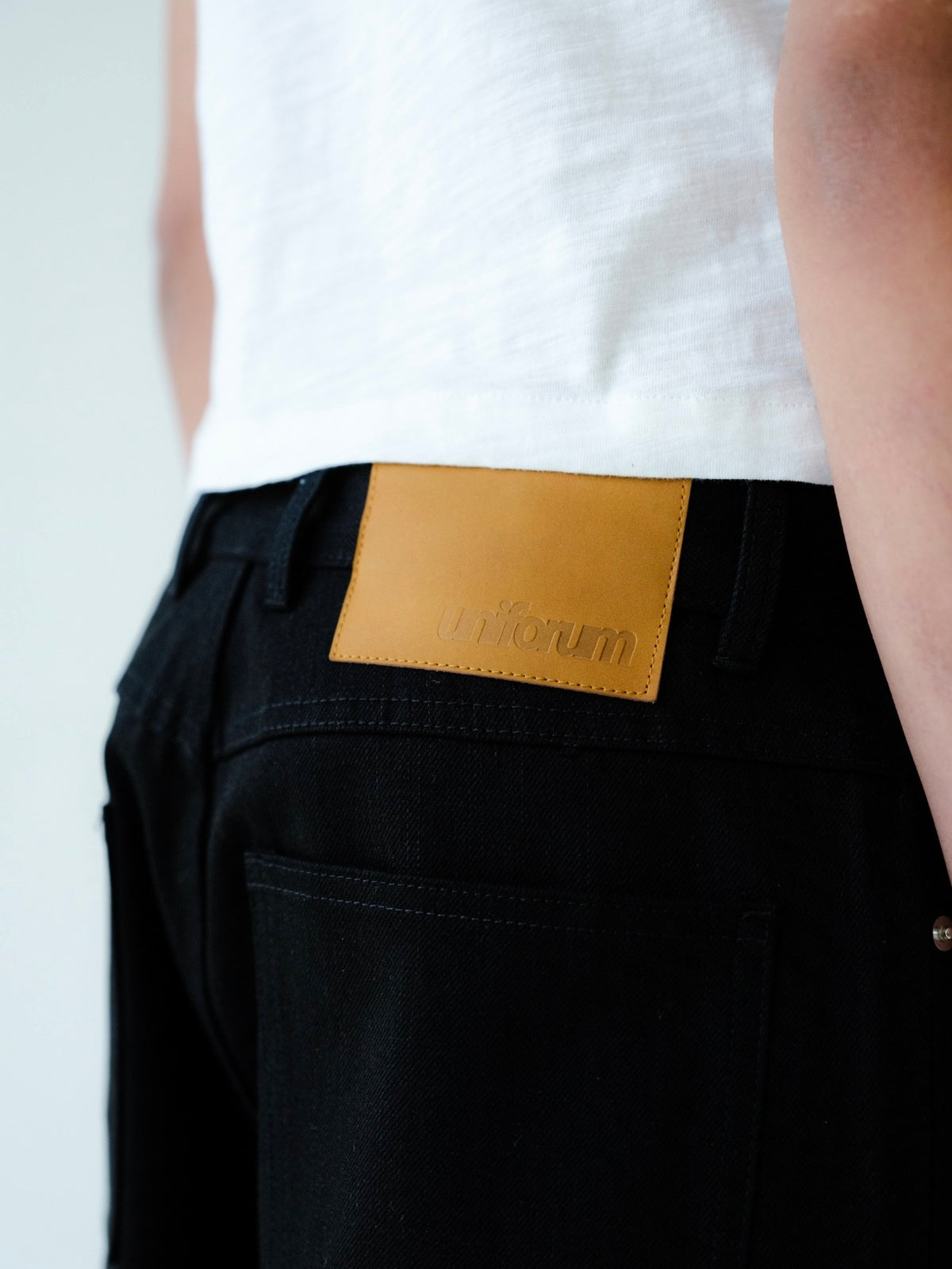 Jet Black Raw Selvedge Wide Leg Denim