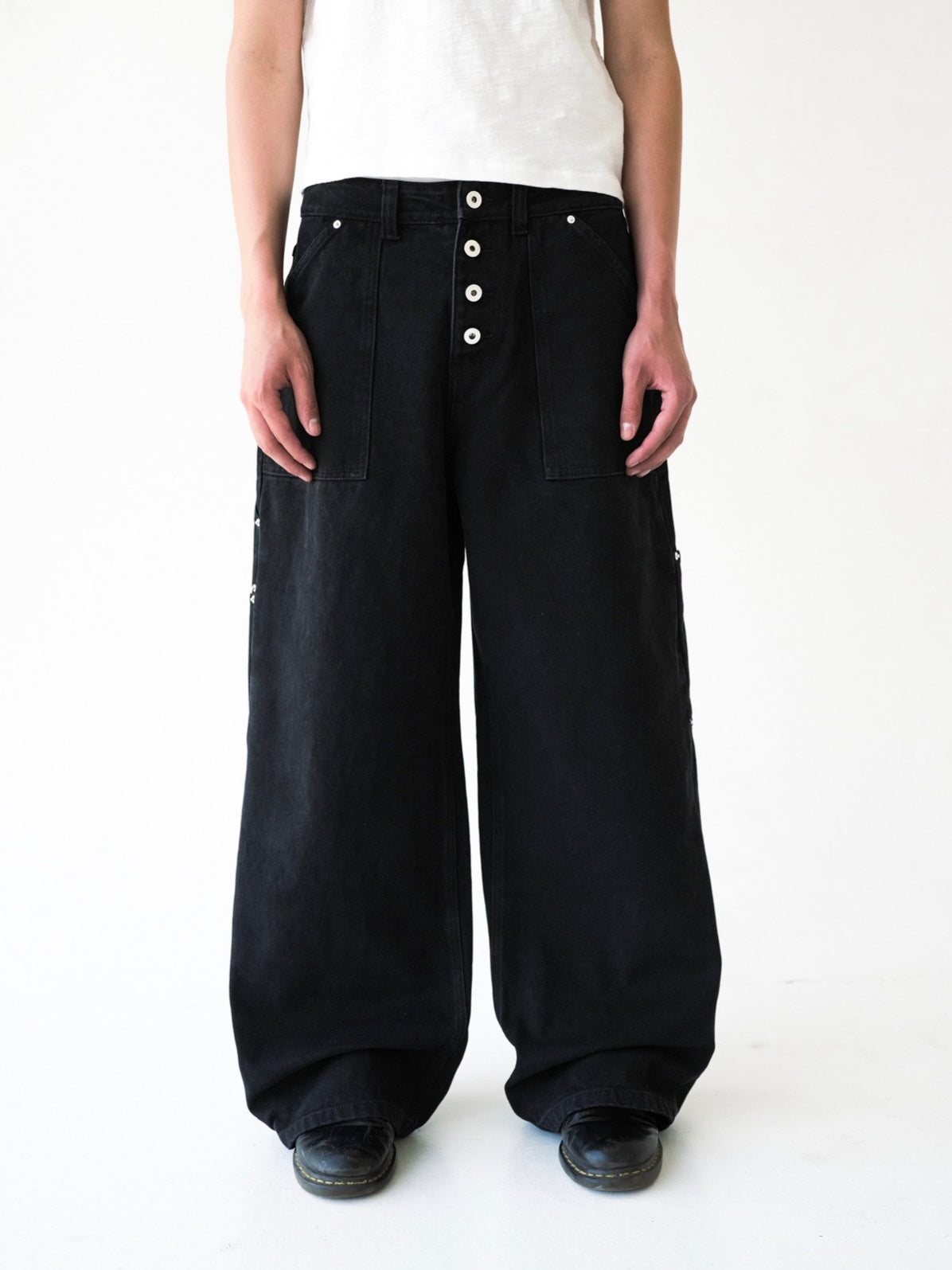 Black Wide Leg Canvas Pants