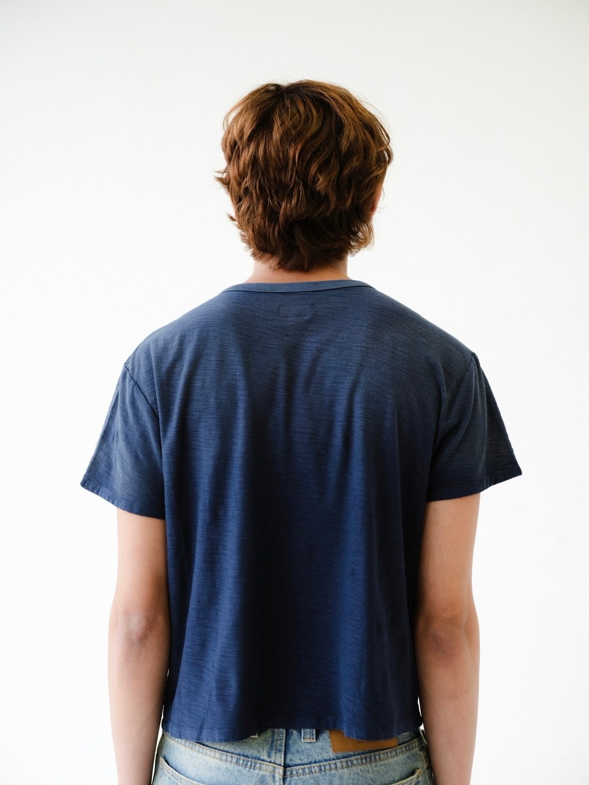 Faded Navy Relaxed Slub Cotton Pocket Tee