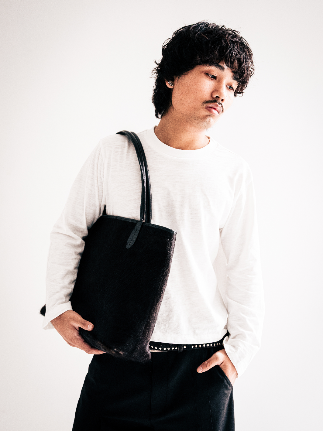 Black Authentic Cowhide Tote Bag