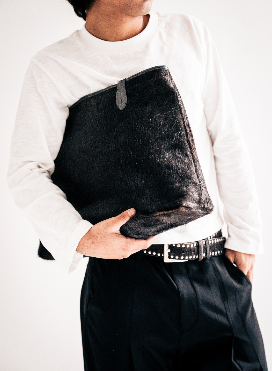 Black Authentic Cowhide Tote Bag