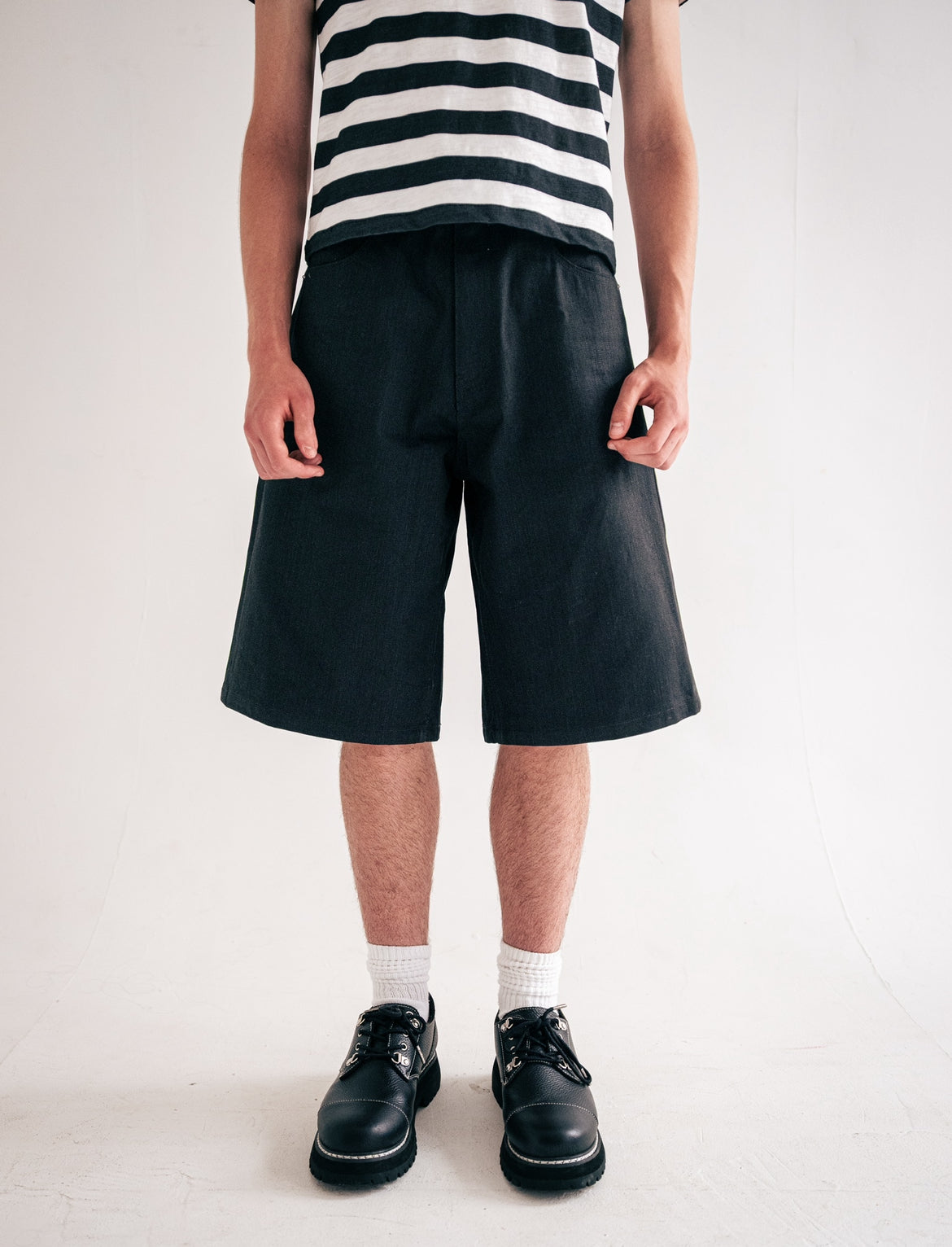 Jet Black Raw Selvedge Baggy Jorts